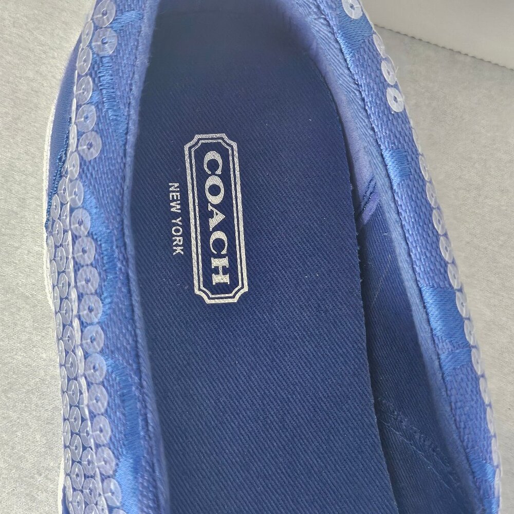 Coach "KIVY" Blue Sequins Slip On Sneakers Size 8M Luxury Sneakers. - Picture 2 of 13